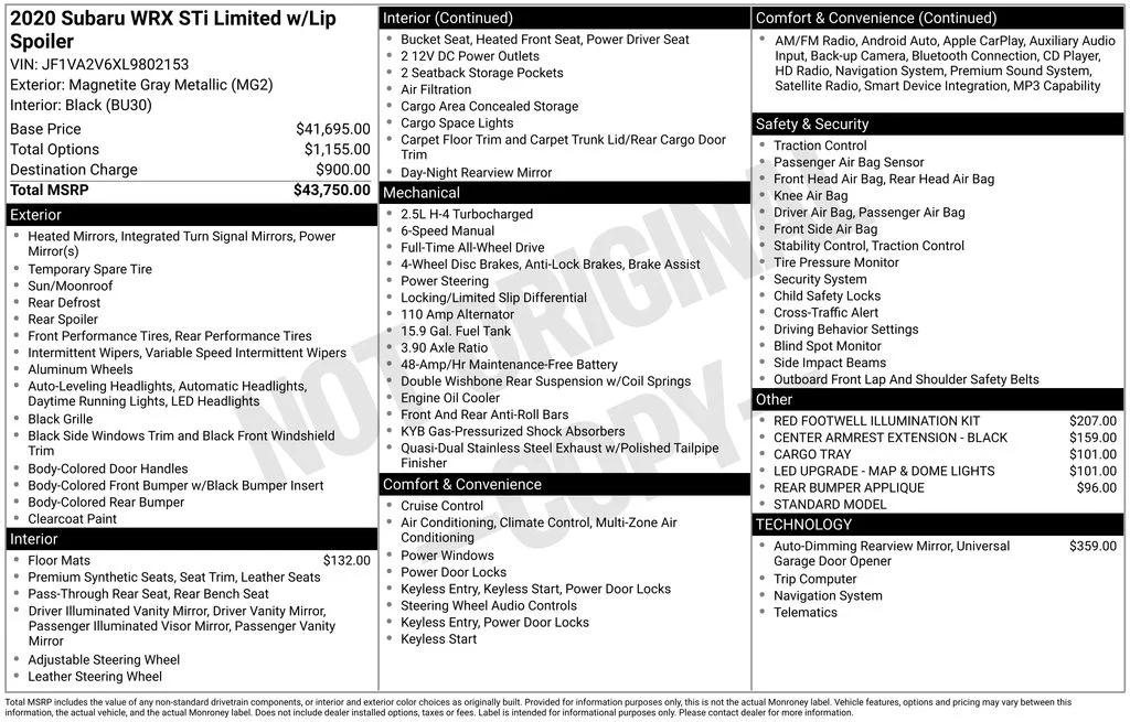 subaru wrx sti 2020 JF1VA2V6XL9802153 image subaru wrx sti 2020 JF1VA2V6XL9802153 image